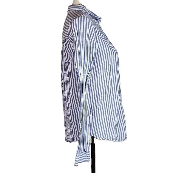 Divided H&M Ladies Size 2 Blue White Striped Button Down Shirt - Picture 4 of 6